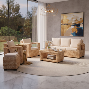 Luxury Modern Natural Wicker Rattan <b>Armchair</b> Outdoor Garden Terrace Living Room Accent <b>Dining</b> Chair Cushion Apartment - Product Image 1
