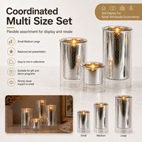 Portavelas Decorativo de Vidrio Mercurizado con Vela LED sin Llama, Control Remoto y Temporizador para Bodas, Hoteles y Decoración del Hogar, Venta al por Mayor