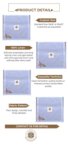 Broderie délicate de lotus sur une serviette en lin blanc épuré, ajoutant une touche florale sereine et un charme élégant. - Product Image 2