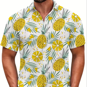 Nouvelle arrivée estivale Chemise de plage hawaïenne à fleurs pour homme Chemise décontractée à manches courtes en twill à séchage rapide - Product Image 3