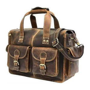 Sac de voyage vintage élégant unisexe en cuir de buffle véritable, léger, durable, professionnel pour ordinateur portable - Product Image 1