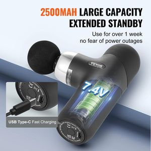 4 niveles de velocidad 4 cabezales de masaje Mini pistola de masaje de mano 7,4 V 2500mAh baterías para percusión de tejido profundo Alivio del dolor de los atletas - Product Image 4