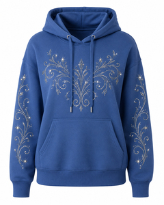 Women's <b>Sparkly</b> Bling Hoodie Fashion Rhinestone Sweatshirt Comfortable Hooded <b>Top</b> with Kangaroo Pocket Rhinestone Hoodies - Product Image 1