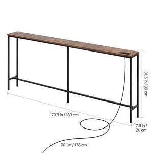 Consolle stretta in pino da 180 cm (70,9 pollici) da posizionare dietro il divano, con 1 ripiano e struttura in metallo, ideale per ingresso. - Product Image 4