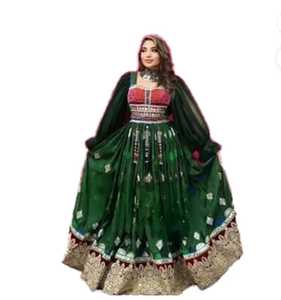 Robe culturelle afghane écologique pour femmes, manches longues, longueur genou, avec dentelle à la taille naturelle et broderie tribale authentique - Product Image 4