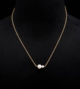 Collier en perles de coquillages naturelles faites à la main, pierres précieuses rondes de 10-4 mm, or 18 carats, argent sterling 925 - Product Image 2