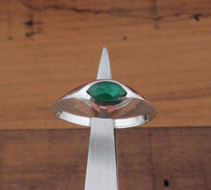 Anillo de Plata de Ley con Bisel de Jade Verde Natural, Clásico para Bodas y Fiestas, para Mujer, Joyería Delicada con Piedra Lisa, Venta al Por Mayor - Product Image 4