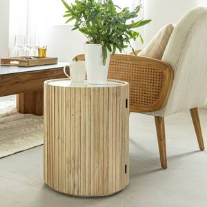 Table d'appoint Vandana Lyra en bois de manguier et marbre - Product Image 1