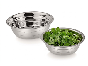 Stainless Steel Colander Set Deep Bowl Dishwasher Safe Durable Metal Strainer Eco-Friendly Kitchen Sink Use with Hooks <b>Stands</b> - Product Image 1
