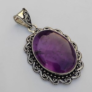 Beautiful Amethyst Oval Cut Pendant 925 Sterling Silver Handmade IGI Certified Luxury Elegant Design Jewelry Gift for Women - Product Image 2