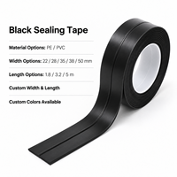 Bande d'étanchéité noire en PVC pour toilettes, 38 mm x 3,2 m, auto-adhésive, étanche, ruban de calfeutrage