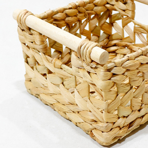 Rectangle Natural Water Hyacinth Storage <b>Basket</b> With Handles Rustic Multi Purpose Organizer for Home Desktop Neatening - Product Image 5