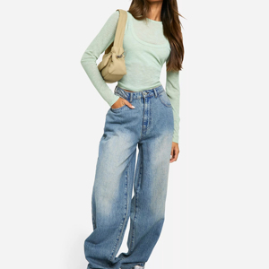 New High Quality Oversized Denim <b>Pants</b> Customize 100% Cotton Baggy <b>Pants</b> 2026 Stylish Embroidery Women's Oversized Jeans <b>Pants</b> - Product Image 2