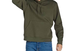 Sweat-shirt à capuche pour homme, couleur unie, décontracté, pour l'automne, noir, manches longues, pull en tissu French Terry, logo personnalisé - Product Image 3