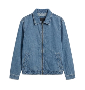 Men's Washed Denim <b>Jacket</b> <b>With</b> <b>Zipper</b> Closure And <b>Pockets</b> Casual Loose Fit Turn-down Collar Breathable Autumn Wear - Product Image 3