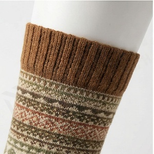 Crew Socks Geometric Pattern <b>Wool</b> Nylon Thick Winter <b>Thermal</b> Casual Adults Knitted Sock - Product Image 4