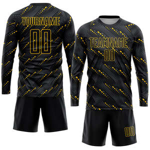 Men's Black Yellow <b>Flame</b> Design Crew Neck Short Sleeve Moisture Wicking Polyester Team Name 00 Custom Sublimated Soccer Jersey - Product Image 4
