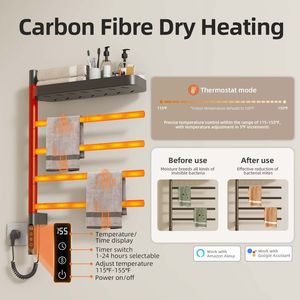 SIOYIE Porte-serviettes électrique mural intelligent, sèche-serviettes chauffant rotatif avec barres pivotantes et minuterie intelligente pour salle de bain - Product Image 6