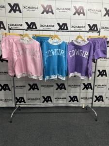 Conjunto de Sudadera Oversize de Cuello Redondo 460Gsm para Mujer y Niños, con Letras Bordadas, 100% Algodón Felpa, Sudadera de Cuello Simulado - Product Image 4