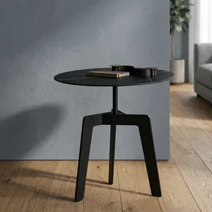 Vintage Coffee <b>Table</b> <b>Black</b> Round Minimalist Tripod Base Modern Design Living Room Accent Furniture Sleek <b>Small</b> End Piece - Product Image 5