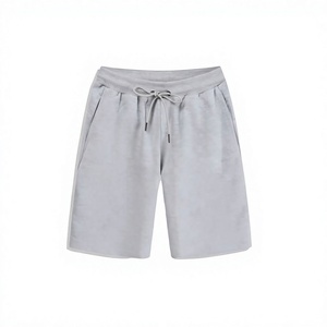 Shorts Bermuda en Coton Gris pour Homme, Taille Élastiquée, Tricoté, Respirant, Couleur Unie, Coupe Décontractée - Product Image 6