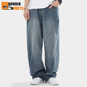 2026 Custom Print Men's Denim Pants High Quality Cotton <b>Light</b> Washed Baggy Plus Size Jeans Pant for Men's Baggy Pants - Product Image 1