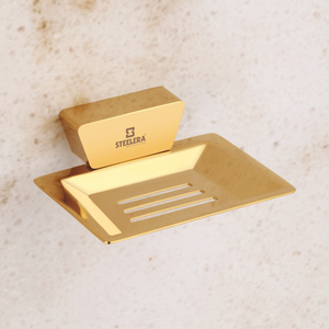 GLOSSY TOUCH ART Jabonera Moderna de Lujo, Portátil, para Montar en la Pared, de Metal Dorado Cepillado, Forma Hexagonal con Orificios de Drenaje, para Uso Doméstico - Product Image 5