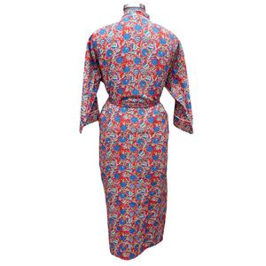 Ropa de Mujer, Kimono de Algodón Suave, Largo, Manga Larga, Cuello en V, Cierre con Cinturón, Ropa Casual, Secado Rápido, Transpirable, Rojo - Product Image 6