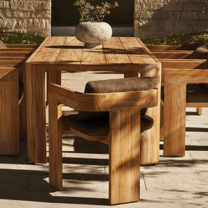 Table rectangulaire en teck au style moderne et épuré, idéale pour l'extérieur et durable - Product Image 4