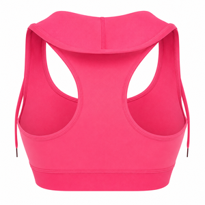 Ishaq Women's Pink Racerback Sports Bra High Support Deep V-<b>Neck</b> Removable <b>Pads</b> Sweat-Wicking Polyester/Spandex Yoga Fitness - Product Image 2