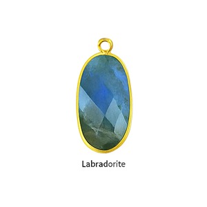 Pendentif ovale en labradorite plaqué or, fait main, breloque en pierre précieuse, bijou de naissance pour la création de colliers - Product Image 1