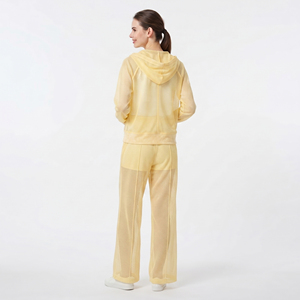 Custom Zipper Sheer Mesh Tracksuit Women Loose Fit Lightweight Quick Dry Sexy Track Suit Ladies 100% Polyester <b>Fishnet</b> Tracksuit - Product Image 5