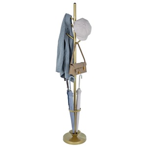Porte-manteau sur pied minimaliste avec poteau et crochets en acier inoxydable pour rangement d'entrée, design multifonctionnel - Product Image 2
