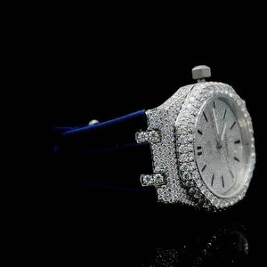 Reloj Rectangular de Lujo con Incrustaciones de Diamantes Moissanite, Completamente Cubierto de Acero Inoxidable, Cristal de Zafiro, Esfera con Fecha, Estilo Hip Hop, para Hombre - Product Image 6