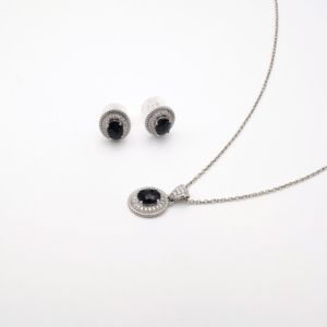 Black Onyx Oval Pendant and <b>Stud</b> <b>Set</b> <b>Silver</b> 925 Fine Jewellery for Women Luxury Gemstone Premium Quality - Product Image 5