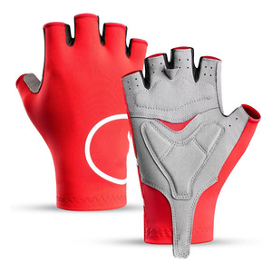 Gants de cyclisme mi-doigts rouge et gris, protection de la paume, maille respirante, unisexe, pour l'été et le fitness - Product Image 1
