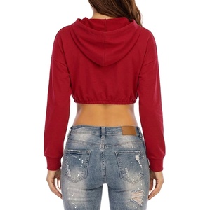 Sudadera con Capucha Formal para Mujer, 100% Algodón, Transpirable, Tejida, con Estampado Personalizado, Cierre Frontal, Color Sólido, para Entrenamiento de Verano - Product Image 2