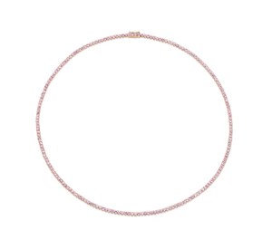 สร้อยคอทอง 14K หรูหรา คลาสสิก ประดับเพชรและพลอยไพลินสีชมพู (ธรรมชาติ) 4 กรงเล็บ  ผู้ผลิตเครื่องประดับระดับสากล ขายส่งและขายปลีก - Product Image 2