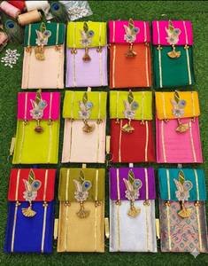 Pochettes de transport pour mobiles et accessoires, plusieurs couleurs, motif paon, pour mariage, pooja, cadeaux, faveurs indiennes - Product Image 3