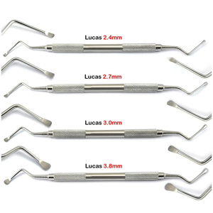 Instruments de chirurgie osseuse : Lot de 6 curettes dentaires manuelles en acier inoxydable (type Lucas, type Hemingway, cuillère osseuse, excavateur) pour laboratoire - Product Image 2