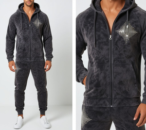 Premium Unisex Rhinestone Tracksuit Set Custom Glitter Hoodie And Sweatpants Oversize Hip Hop Casual Two Piece Outfit - Product Image 5