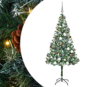 Sapin de Noël artificiel élégant en PVC vert et acier de 70,87 pouces avec décorations lumineuses de Noël - Product Image 2