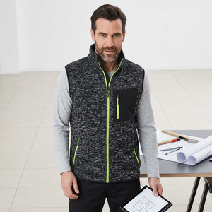 Gilet zippé en polaire noir et gris pour homme avec accents verts, coupe droite, col montant, color block, décontracté, pour l'automne, style workwear, sweat-shirt - Product Image 3