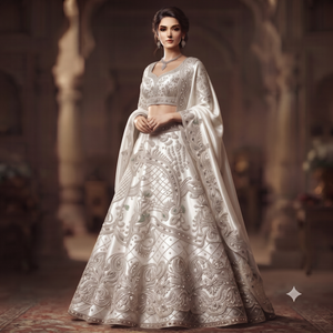 Lehenga Choli de Lujo con Bordado Intenso en Dorado Mostaza y Trabajo Zari para Novias, Ideal para Bodas y Fiestas - Product Image 3