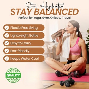 Bouteille d'eau en cuivre pur à 100 %, 600 ml (20 oz), gobelet anti-fuite, eau alcaline ayurvédique naturelle, bouteille en cuivre martelé - Product Image 3