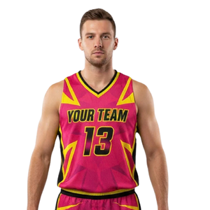 Ensemble de basket-ball personnalisé pour hommes : Maillot à motif graphique angulaire et short, col en V, sans manches, anti-humidité, respirant, taille élastique - Product Image 3