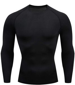 Último Diseño en Camisetas Deportivas Rash Guard para Hombre, de Poliéster/Nailon, Color Sólido, Manga Larga, con Impresión de Logotipo Personalizado, Camisetas Rash Guard Digitales - Product Image 1