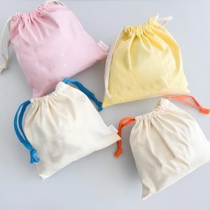 Cotton Drawstring Bags Plain Dyed Eco Friendly Woven Muslin Pouches Multiple Colors Small Size - Product Image 1