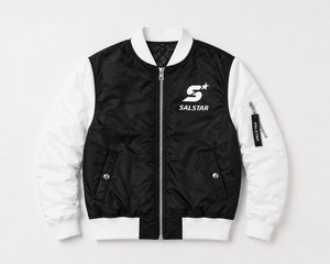Salstar <b>Waterproof</b> Winter Bomber <b>Jacket</b> OEM Manufacturer Wholesale Streetwear Varsity <b>Jacket</b> Men Custom Black <b>White</b> Contrast - Product Image 3