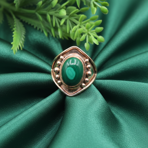 Vintage Green Malachite Gemstone <b>Ring</b> 925 Sterling Silver Rose Gold Yellow Gold Plated Boho Geometric <b>Statement</b> Jewelry for Men - Product Image 5